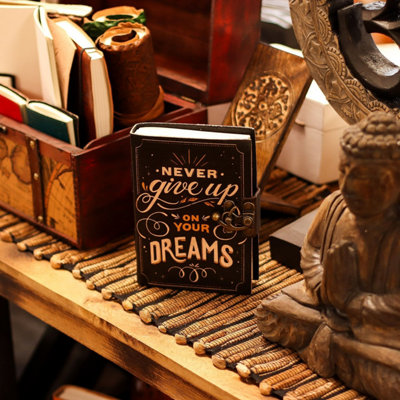 Leather Printed NotebookNever Give Up On Your Dreams17.8X12.7Cm from B&Q