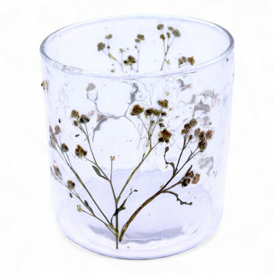 Natural Floral Glass Candle HolderHandmadeEco-Friendly8X8Cm