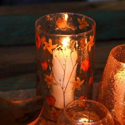 Natural Floral Glass Vase & Candle HolderRose19X11Cm