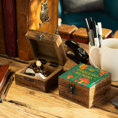 Mi Pequeno Mundo Enamelled Mango Wood Box For Keepsakes from B&Q