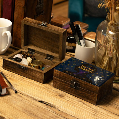 You Are Stardust Enamelled Mango Wood BoxCosmic Keepsake Storage from B&Q