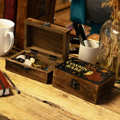 Cosmic  Enamelled Mango Wood BoxUnique Jewelry & Gift Storage from B&Q