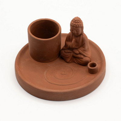 Multi-Purpose Buddha Incense PlateNatural Terracotta Style