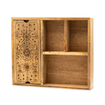 Four-Section Tarot Box With Card Holder & Crystal Storage from B&Q