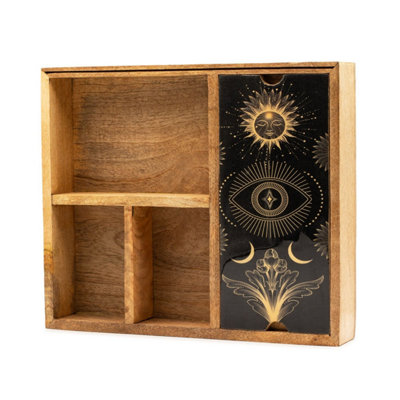 Four Section Tarot Storage Box With Card Holder & Compartments from B&Q