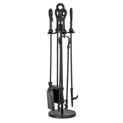 Black Crook Top Companion SetElegant Industrial Fireplace Accessory from B&Q