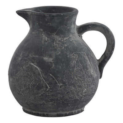 Amalfi Grey Ceramic JugRustic Mediterranean Decor Accent from B&Q