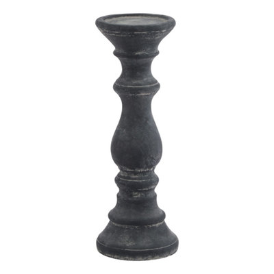 Amalfi Grey Column Candle HolderElegant Ceramic Decor from B&Q