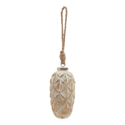  - Antique White Wash Pine Cone BaubleRustic Holiday Ornament