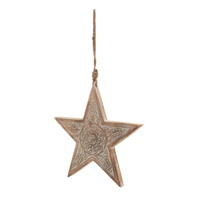  - Natural Wooden Large Patterned Hanging StarRustic Wall Decor