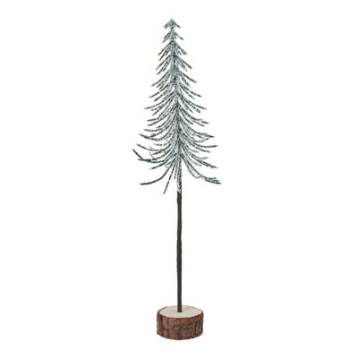 Medium Snowy Spindle Tree In Wood LogWinter Decor Scene from B&Q