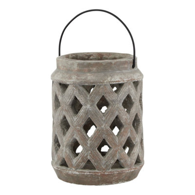 Siena Brown Large Lattice Lantern For Indoor & Outdoor Decor from B&Q