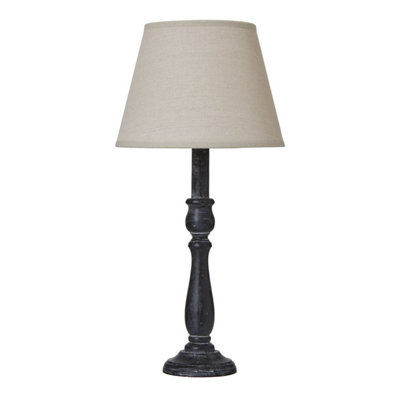 Ravenna Column Table Lamp With Linen ShadeRustic & Elegant Lighting from B&Q