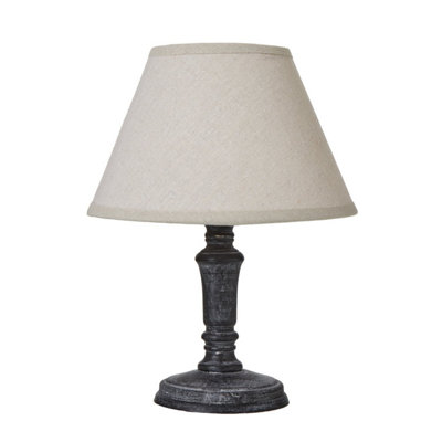 Palmyra Column Table Lamp With Linen ShadeRustic & Elegant Decor from B&Q