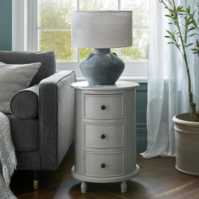  - Camden Collection 3 Drawer Round Side Table Modern Storage