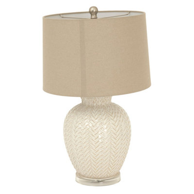 Twill Weave Ceramic Table Lamp With Linen ShadeModern Elegant Lighting from B&Q