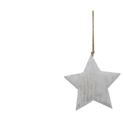Large Whitewashed Rustic Hanging Star Ornament For Home & Retail from B&Q