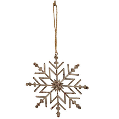 Rustic Hanging Snowflake OrnamentWinter Decor & Festive Centerpiece from B&Q