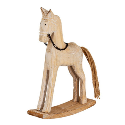 Natural Rustic Wooden Rocking Horse For Home & Retail Decor from B&Q