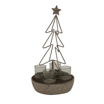 Rustic Tree & Star Led Votive Sculpture For Home & Decor from B&Q