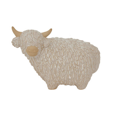 Large Alora Ceramic Highland Cow SculptureRustic Scottish Decor from B&Q