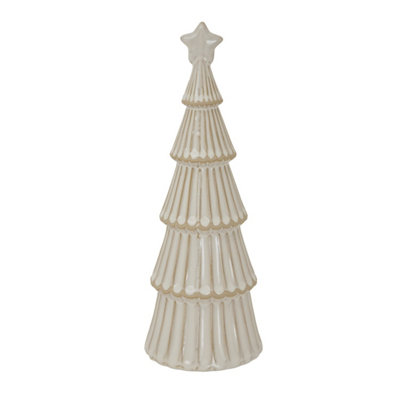 Large Alora Ceramic Snowy Tree With StarWinter Decor Centerpiece from B&Q