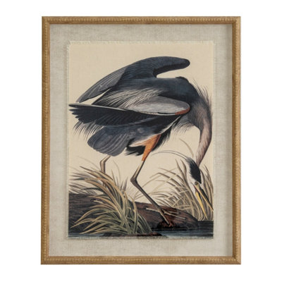 Flora & Fauna Heron Wall Art In Beaded Linen Frame from B&Q