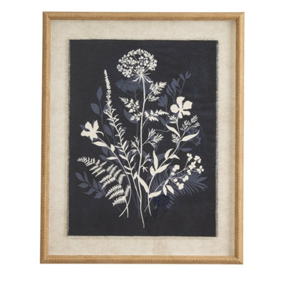 Flora & Fauna Meadow Linen Art With Beaded FrameNature Decor from B&Q
