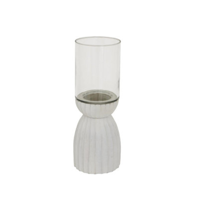 Large White Carved Hurricane LanternElegant Decorative Lighting from B&Q