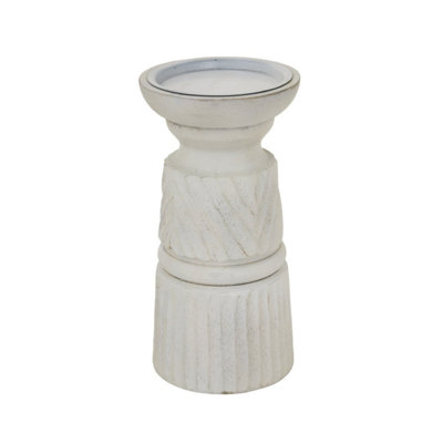 White Carved Candle Holder For Elegant Modern & Classic Decor from B&Q