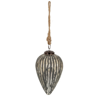  - Grey Metallic Cone BaubleModern Luxury Christmas Decor