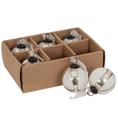  - Coffee Ombre Glass Baubles Set Of 6Modern Holiday Decor