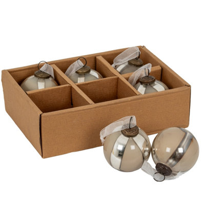  - Silver Ombre Baubles Set Of 6Elegant Holiday Decor Ornaments