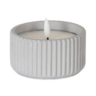 Luxe Collection Natural Glow Chalk Ribbed Small Led Candle from B&Q