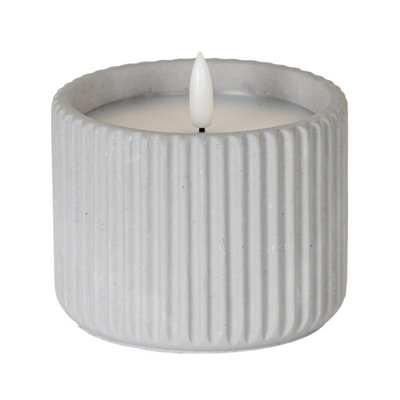 Luxe Collection Natural Glow Chalk Ribbed Led CandleMedium from B&Q