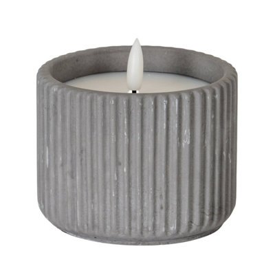 Luxe Collection Grey Ribbed Medium Led Candle With Timer from B&Q