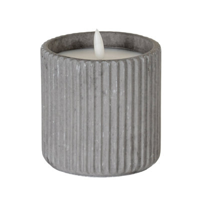 Luxe Collection Grey Ribbed Large Led Candle With Timer from B&Q