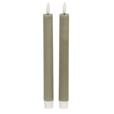 Luxe Collection Sage Ribbed Led Taper CandlesElegantSafe& Long-Lasting from B&Q