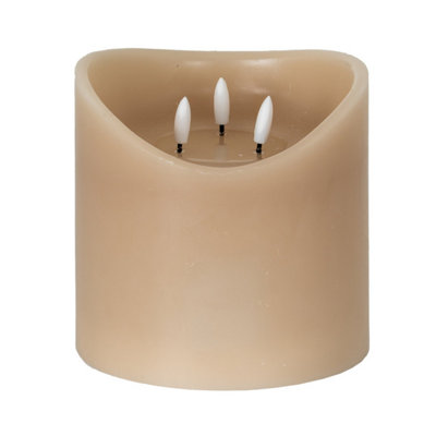 Luxe Collection 6X6 Taupe Melted Led CandleFlamelessRealistic Wax Glow from B&Q