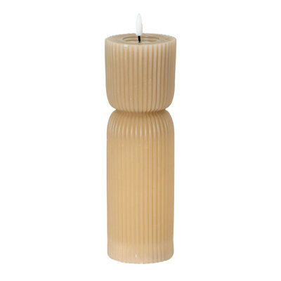 Luxe Collection Natural Glow 2.75X10" Stone Carved Led Candle from B&Q