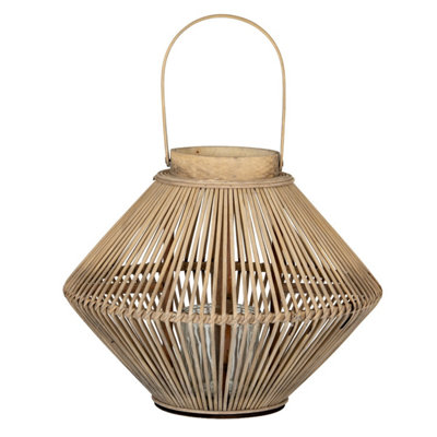 Cone Wicker Lantern With Glass HolderOrganicDecorative Lighting from B&Q