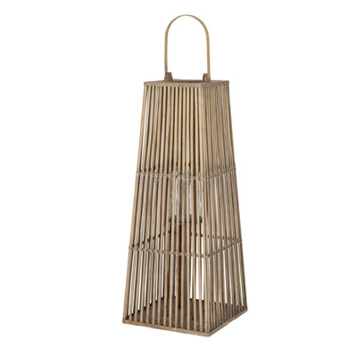 Large Silo Wicker Lantern With Glass HolderRustic Home Decor from B&Q