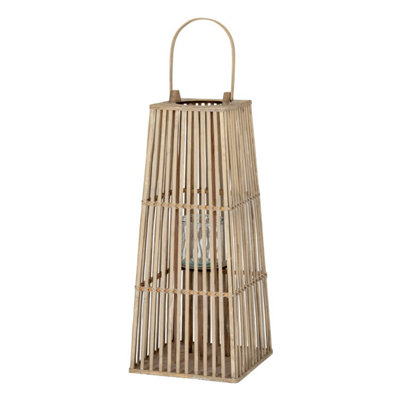Medium Wicker Lantern With Glass Holder For Indoor & Outdoor Decor from B&Q