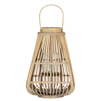 Large Peardrop Wicker Lantern With Glass HolderRustic Organic Lighting from B&Q