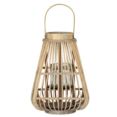 Medium Peardrop Wicker Lantern With Glass Holder For Indoor & Outdoor Decor from B&Q