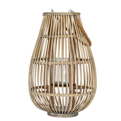 Medium Ellipse Wicker Lantern With Glass Holder For Indoor & Outdoor Decor from B&Q