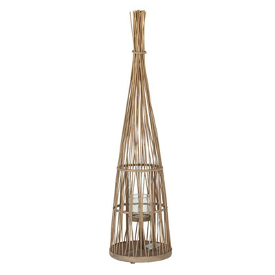 Large Conical Wicker Lantern With Glass & Led For Cozy Ambience from B&Q
