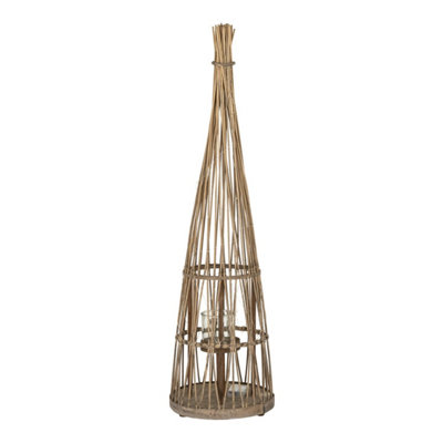 Medium Conical Wicker Lantern With Glass & Led Lights For Home & Retail from B&Q