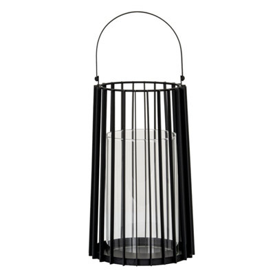 Lynk Large Metal Lantern With Handle & Glass Candle Holder from B&Q