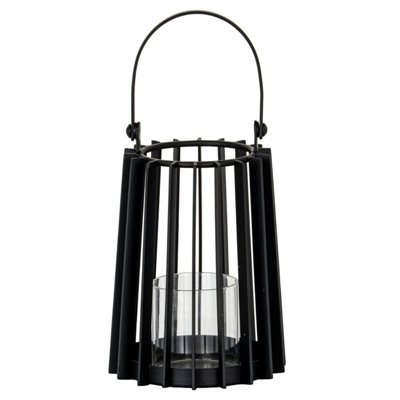 Lynk Small Metal Lantern With Handle & Glass Candle Holder from B&Q